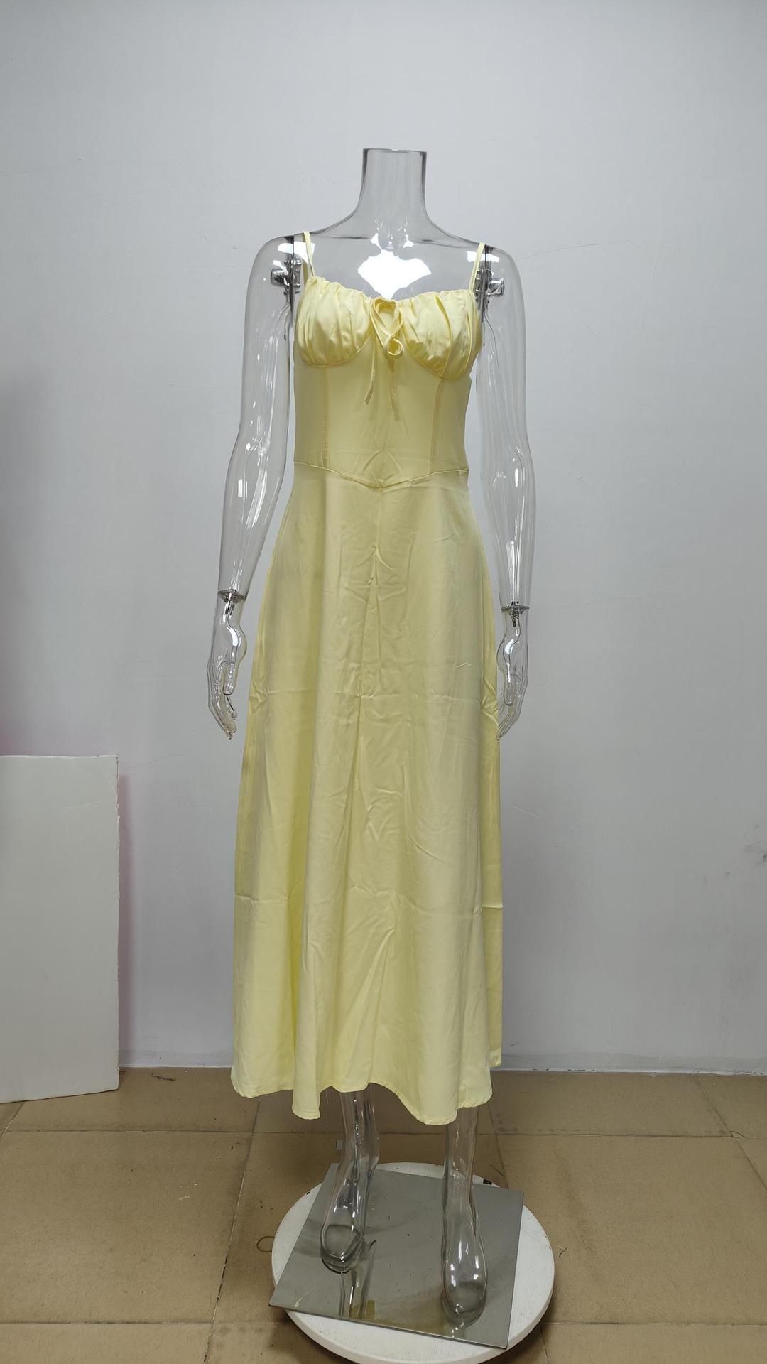 Damen A-linien Trägerkleid Mit Bindegürtel Für Große Größen_voghion.com