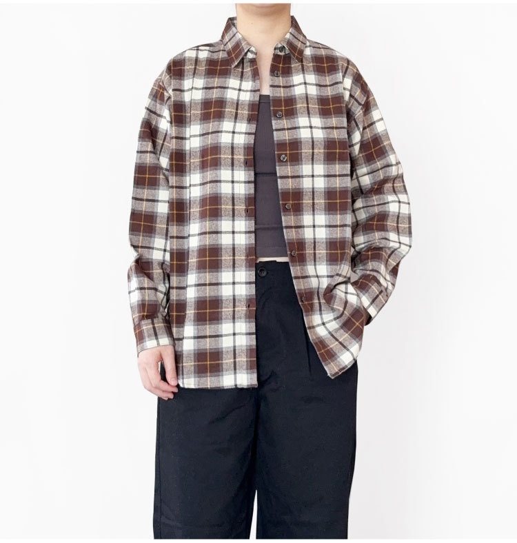Camicia donna maniche lunghe in flanella cotone autunno_voghion.com