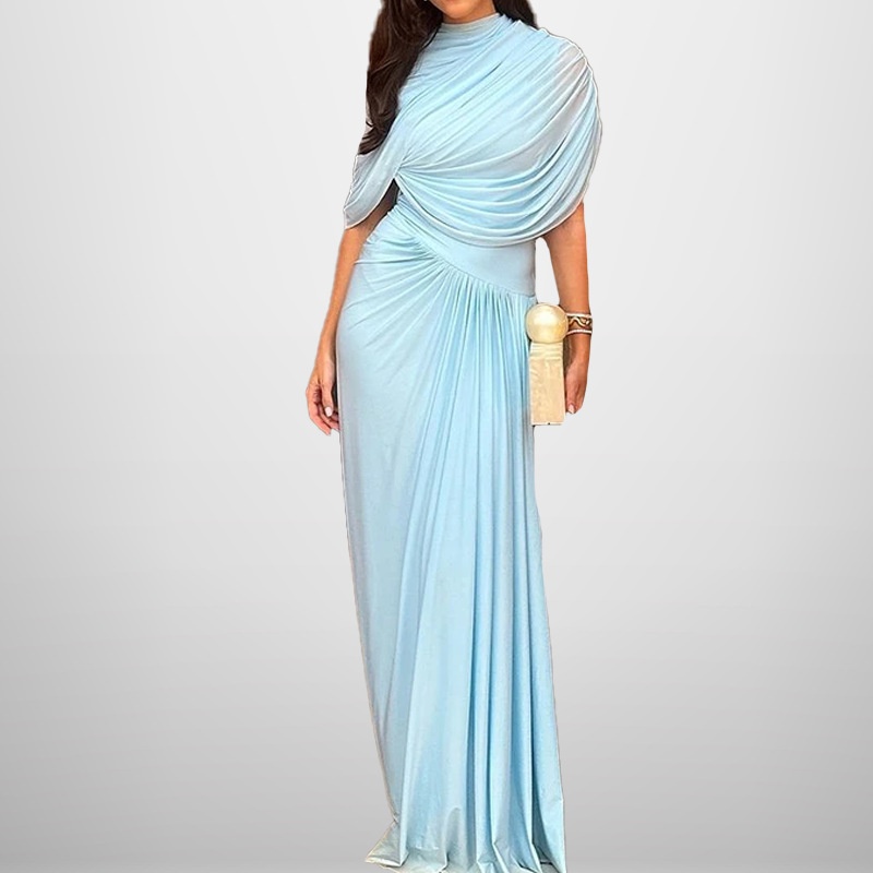 Elegantes Damen Maxikleid Mit Taillierung Und Raffung_voghion.com