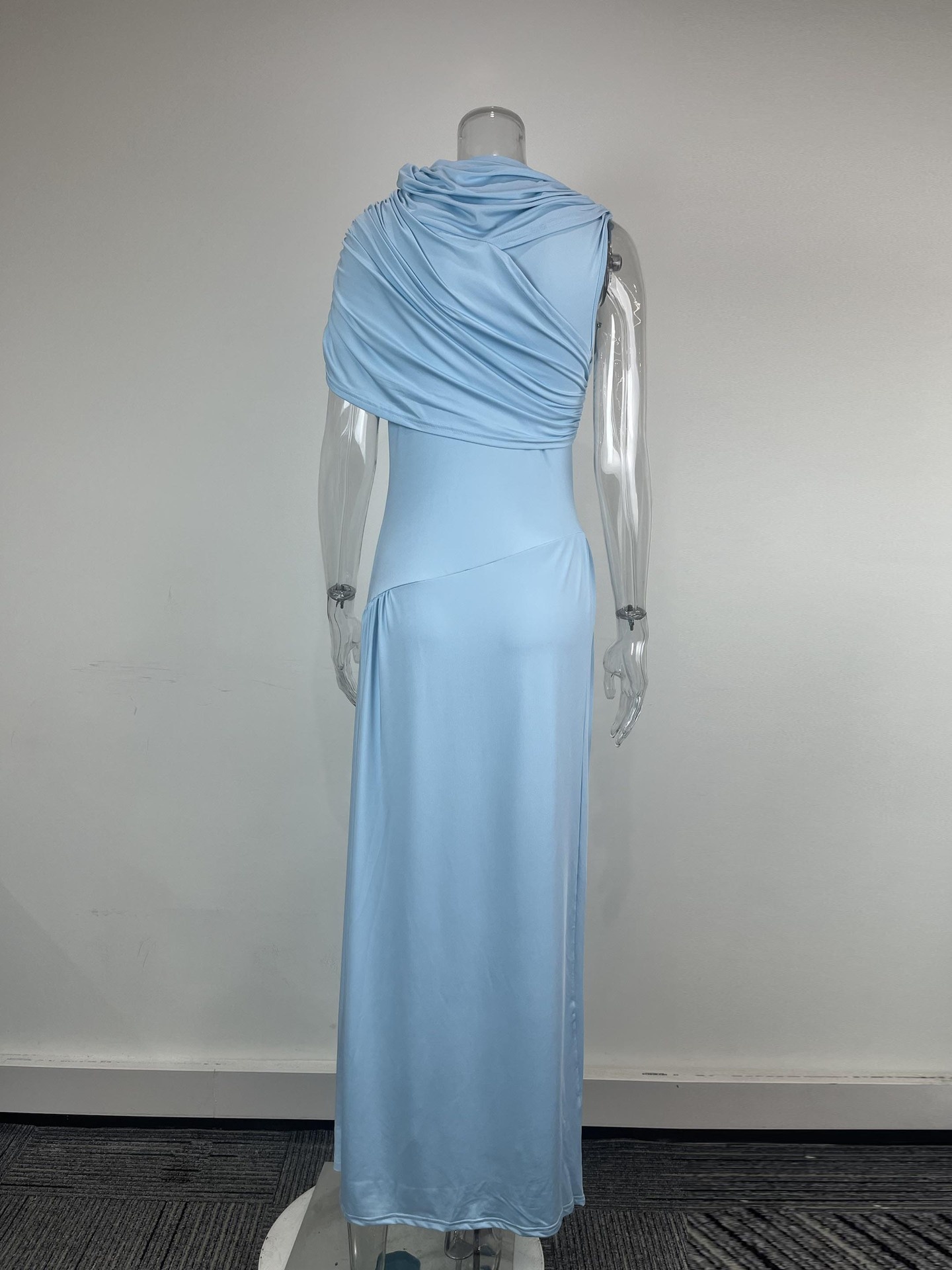 Elegantes Damen Maxikleid Mit Taillierung Und Raffung_voghion.com