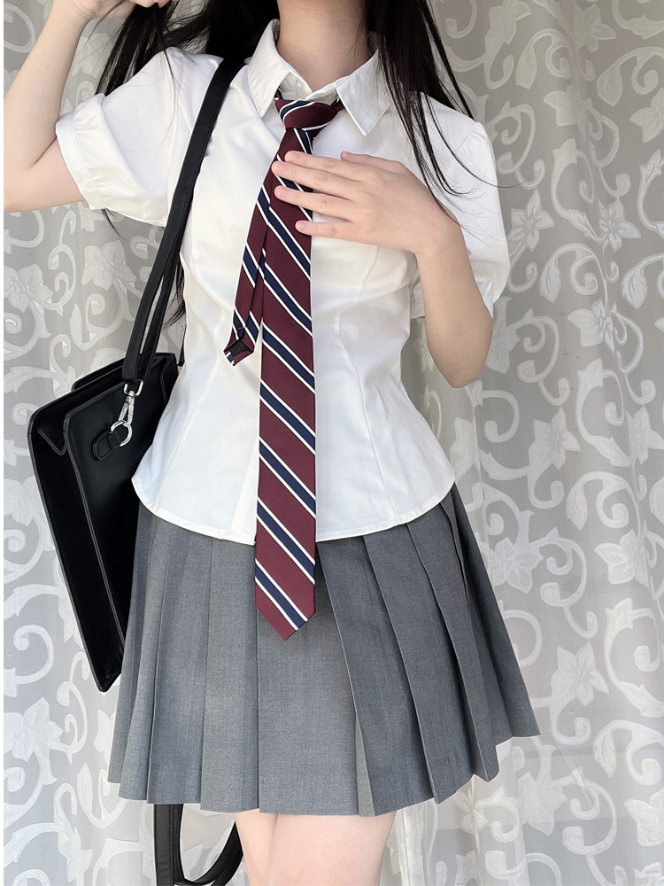 Camicia donna con cravatta stile college maniche lunghe estate_voghion.com