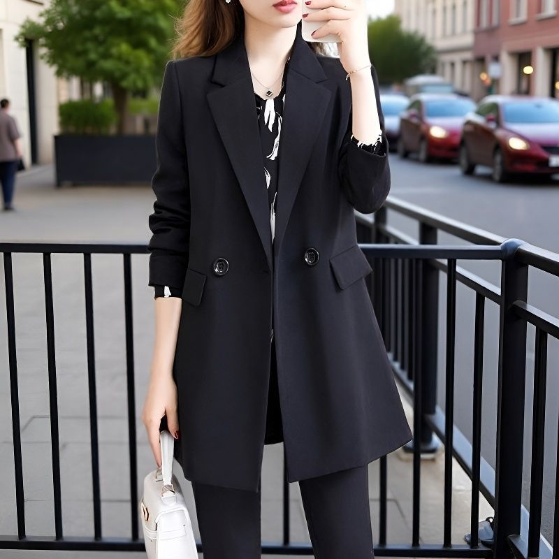 Women's Lightweight Blazer Loose Fit Solid Colour Autumn Jacket_voghion.com