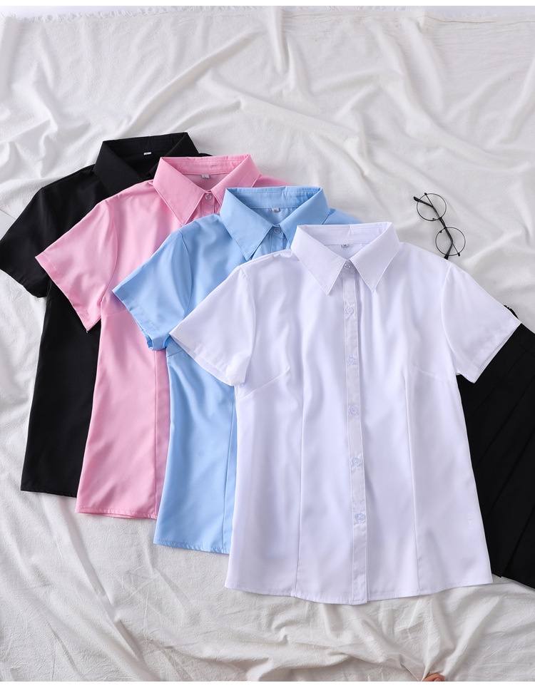 Camicia bianca donna maniche corte blusa slim fit ufficio_voghion.com