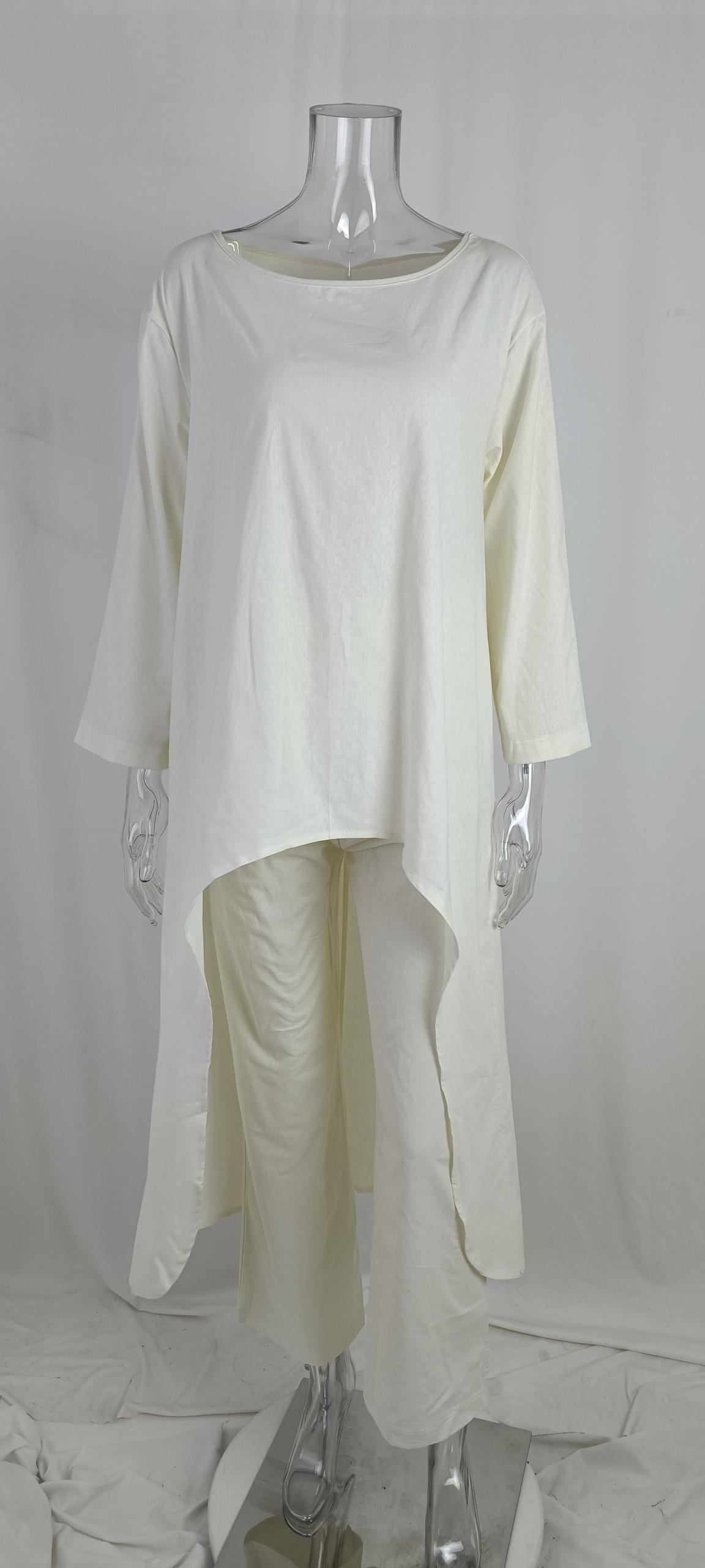 Elegant Women's Two-piece Set Loose Solid Colour Round Neck Outfit_voghion.com