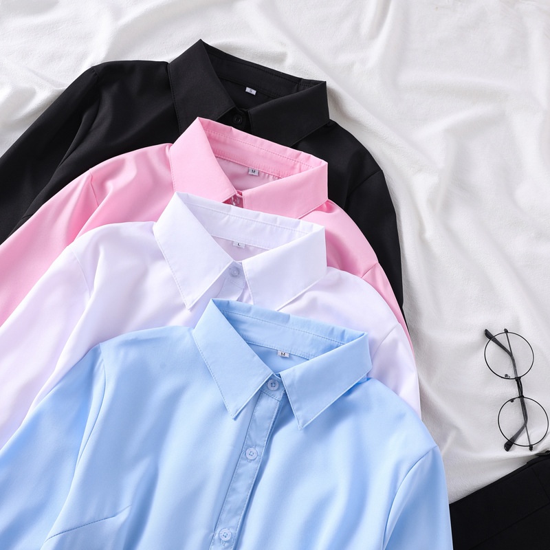 Nuova camicia bianca a maniche corte da donna per l'estate 2020, vestibilità aderente, abbigliamento professionale semplice da ufficio, top slim fit con colletto polo_voghion.com