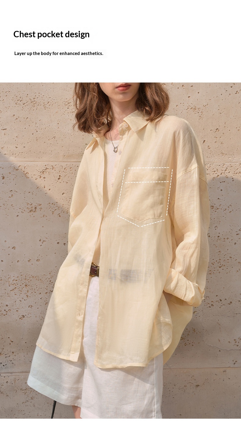 Women's Long-sleeve Collared Shirt Breathable Casual Slimming Top_voghion.com