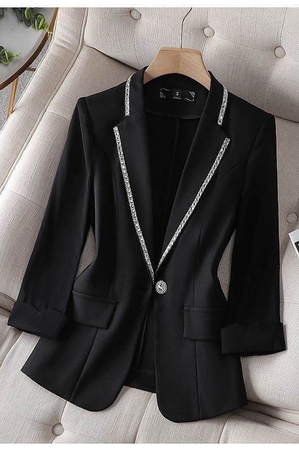 Women's Blazer Jacket Elegant Long Sleeve Lightweight Coat_voghion.com