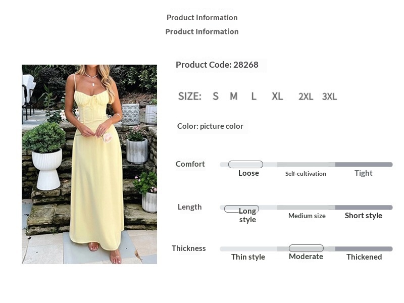 Damen A-linien Trägerkleid Mit Bindegürtel Für Große Größen_voghion.com