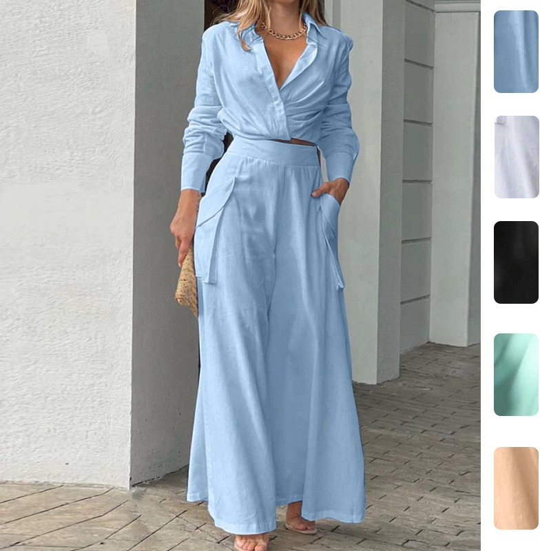2026 Spring New Cross-Border European And American Women's Clothing Solid Color Elegant Commuting Loose Pocket Fashion_voghion.com
