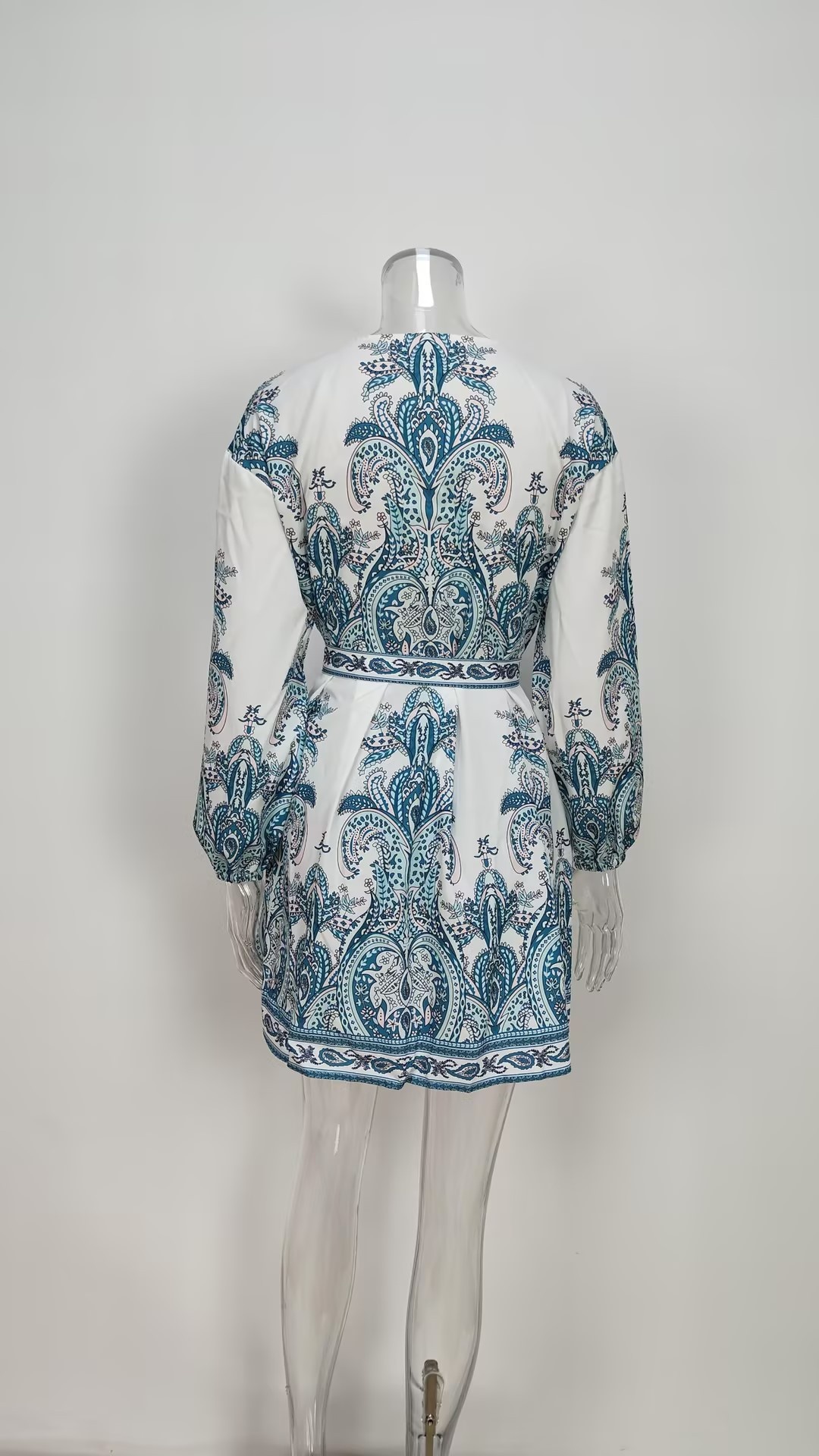 Elegantes Damen V-ausschnitt Kleid Mit Bindegürtel, Lose Passform_voghion.com