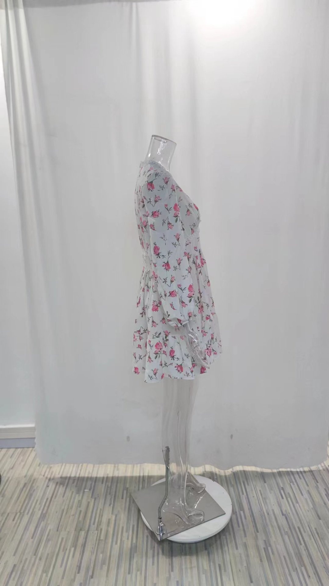 Elegantes V-ausschnitt Plus Size Kleid Für Damen Mit Blumenmuster_voghion.com