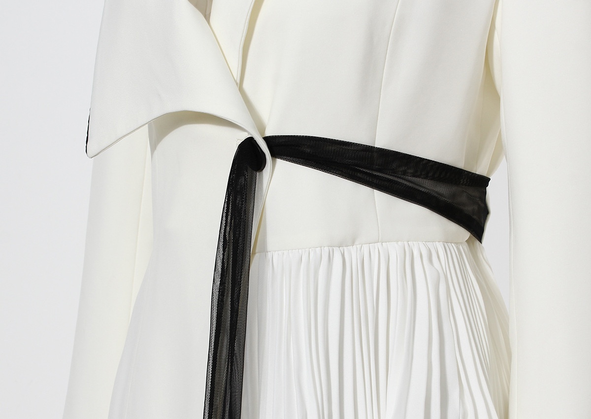 Women's Asymmetric Pleated Blazer Dress For Elegant Spring Style_voghion.com