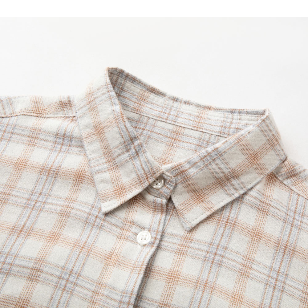 Camicia a maniche lunghe con colletto in flanella, senza stampe, nuova collezione autunno/inverno, in cotone felpato di alta qualità._voghion.com