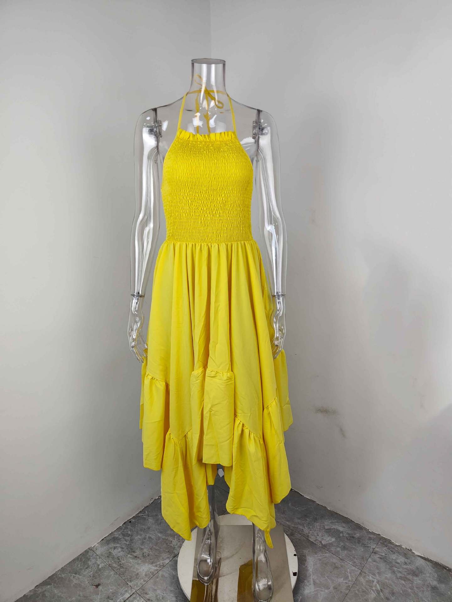 Elegant ärmlös utställd damklänning för plus size storlekar_voghion.com