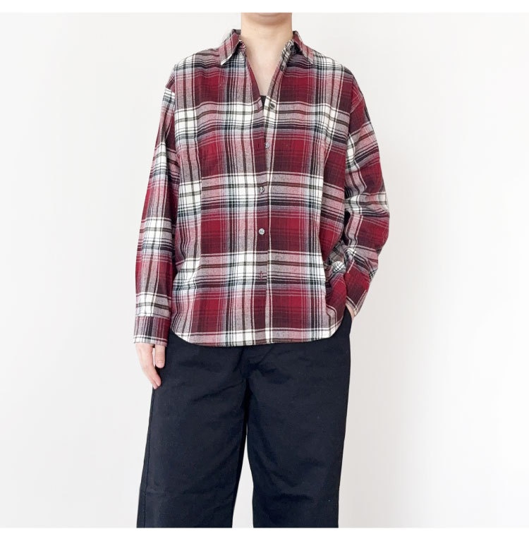 Camicia donna maniche lunghe in flanella cotone autunno_voghion.com