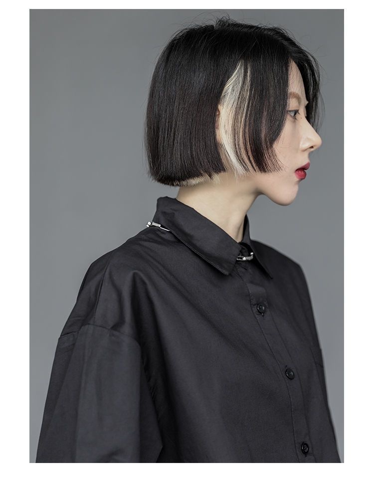 Women's Irregular Button-up Shirt Mid-length Bf Style Blouse_voghion.com