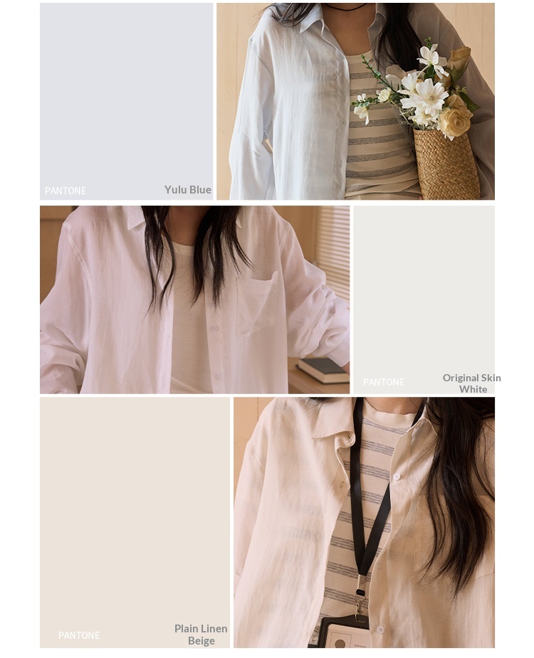 Women's Lyocell Linen Blouse Solid Colour Cardigan Shirt Top_voghion.com
