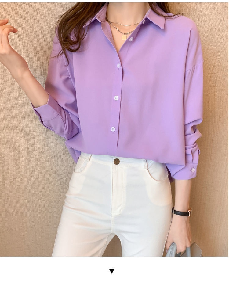 Women's Loose Chiffon Blouse Long Sleeve Casual Elegant Shirt_voghion.com