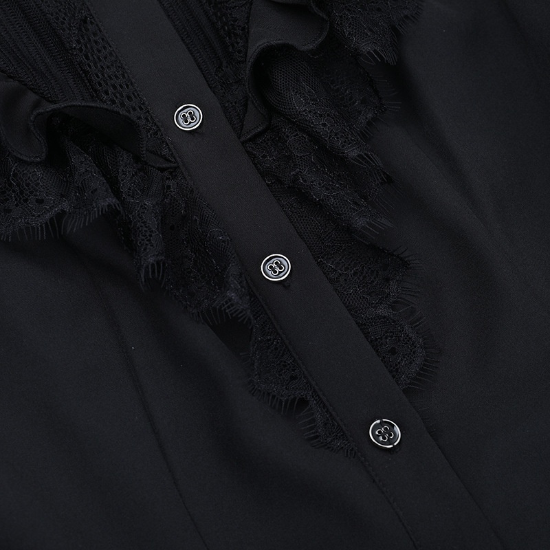 Dam spetsblus med kort ärm somrig slim fit topp_voghion.com