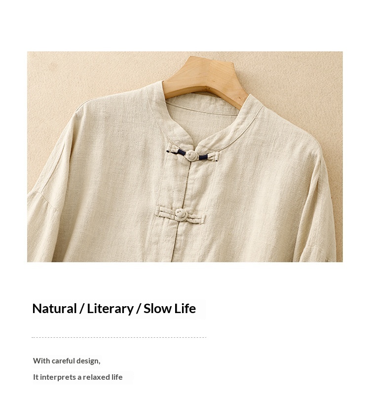 Damen Bluse Aus Baumwoll-leinen Im Chinesischen Stil Locker_voghion.com