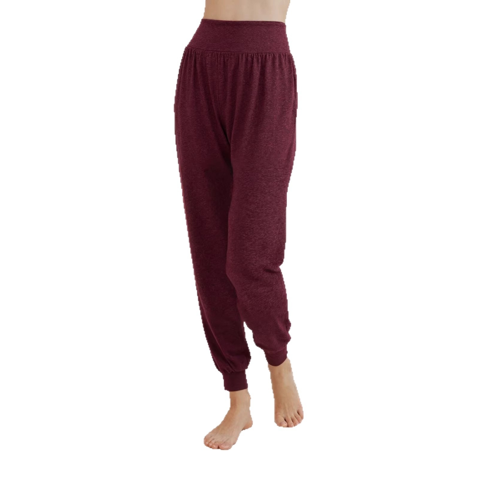 Nova calça de ioga feminina para primavera/verão - perna reta, com punho, design simples, controle abdominal, ideal para dança, pilates, esportes e fitness._voghion.com