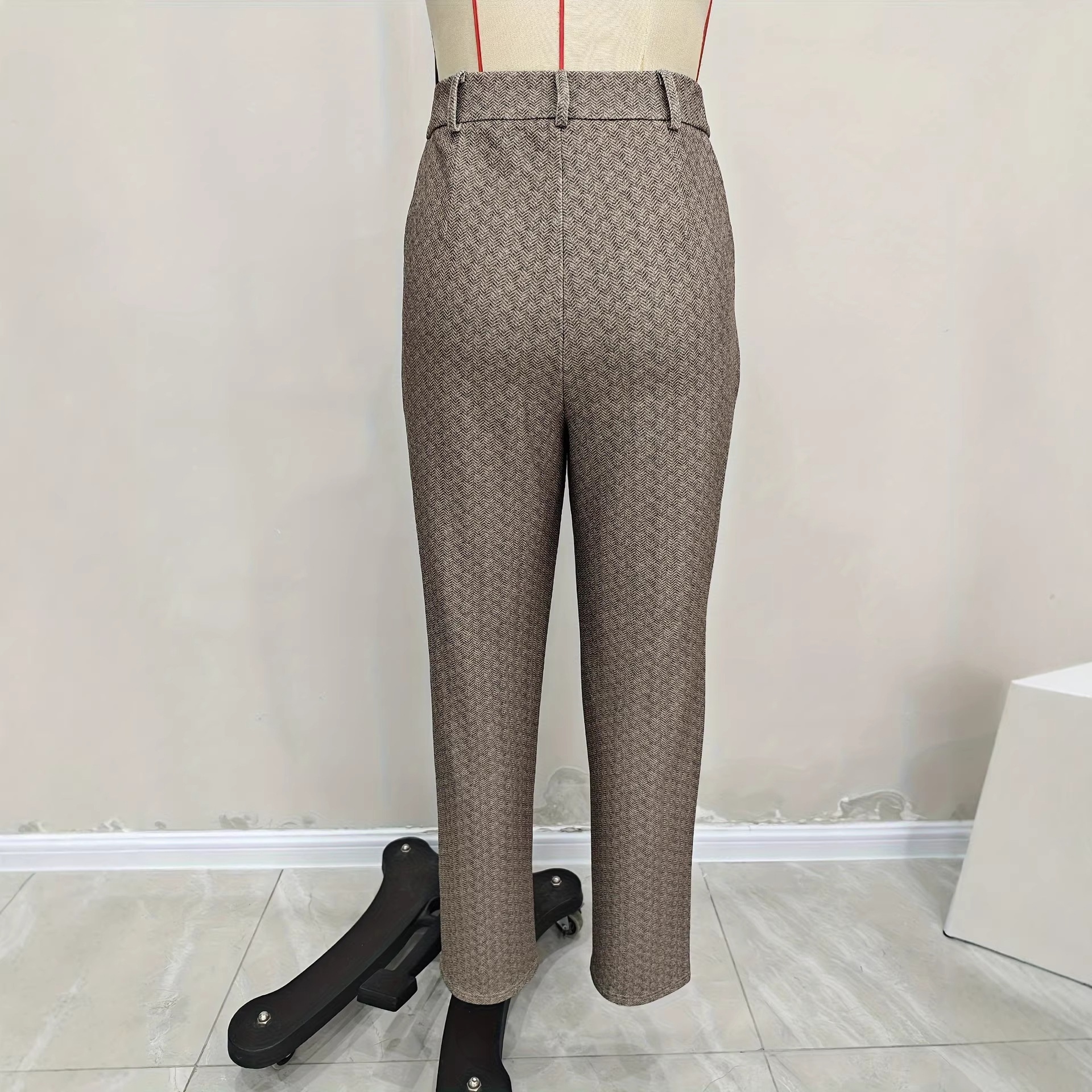 Exportation de mode féminine vers l'Europe et l'Amérique : pantalons droits slim stretch en maille, pantalons de ville pour femmes._voghion.com