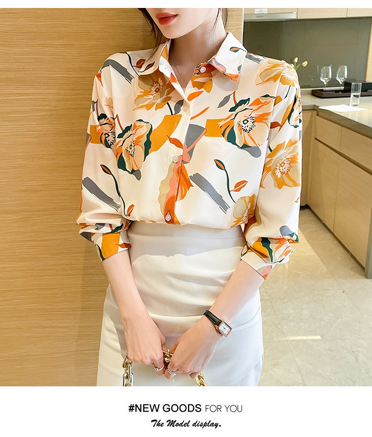 Camicetta elegante da donna a maniche lunghe con fantasia_voghion.com