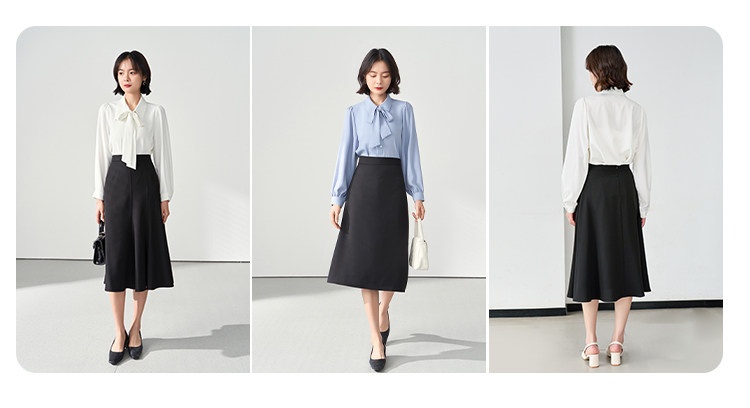 Camicia donna elegante in chiffon con fiocco per colloquio lavoro_voghion.com