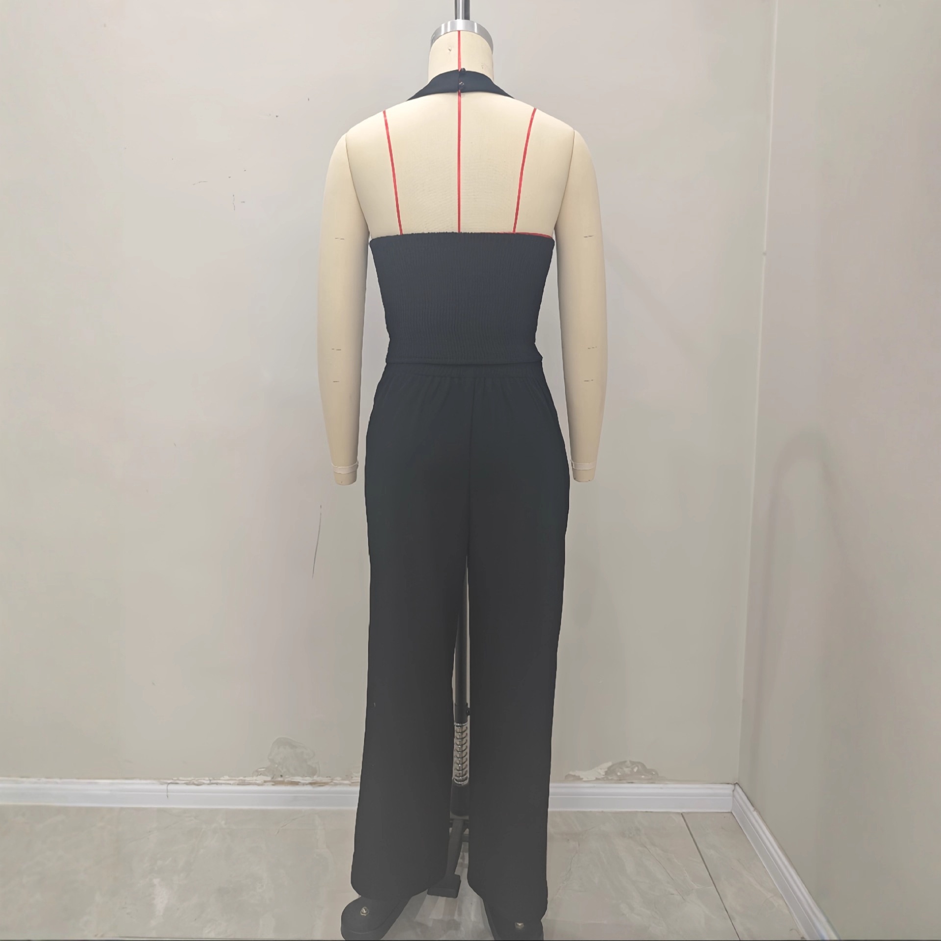 independent Store Autumn New Suit Vest With Bow Tie, Sleeveless Halter Top, Waist-cinching Long Pants Set_voghion.com