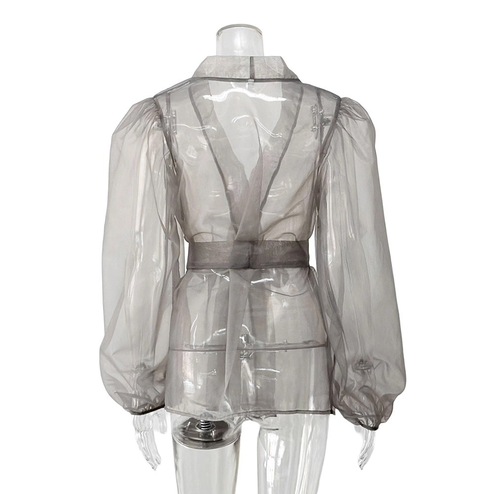 Camicia donna elegante trasparente con maniche a palloncino_voghion.com