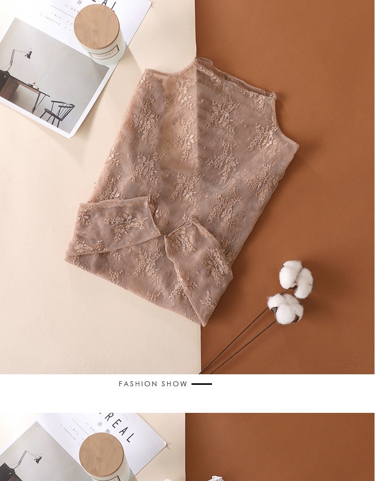 Camicia donna maniche lunghe in pizzo top elegante in mesh_voghion.com