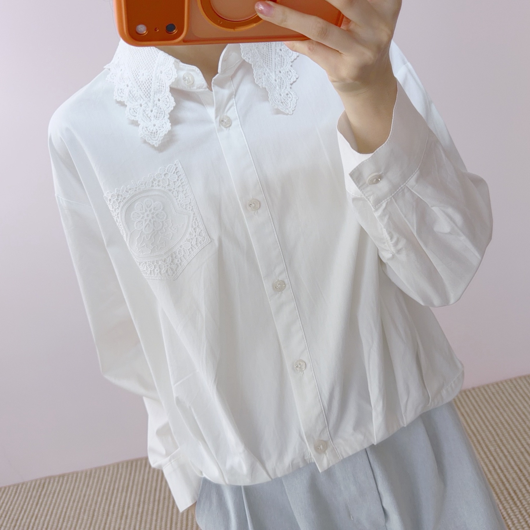 Women's Slimming Patchwork Blouse With Open Buttons Long Sleeve_voghion.com