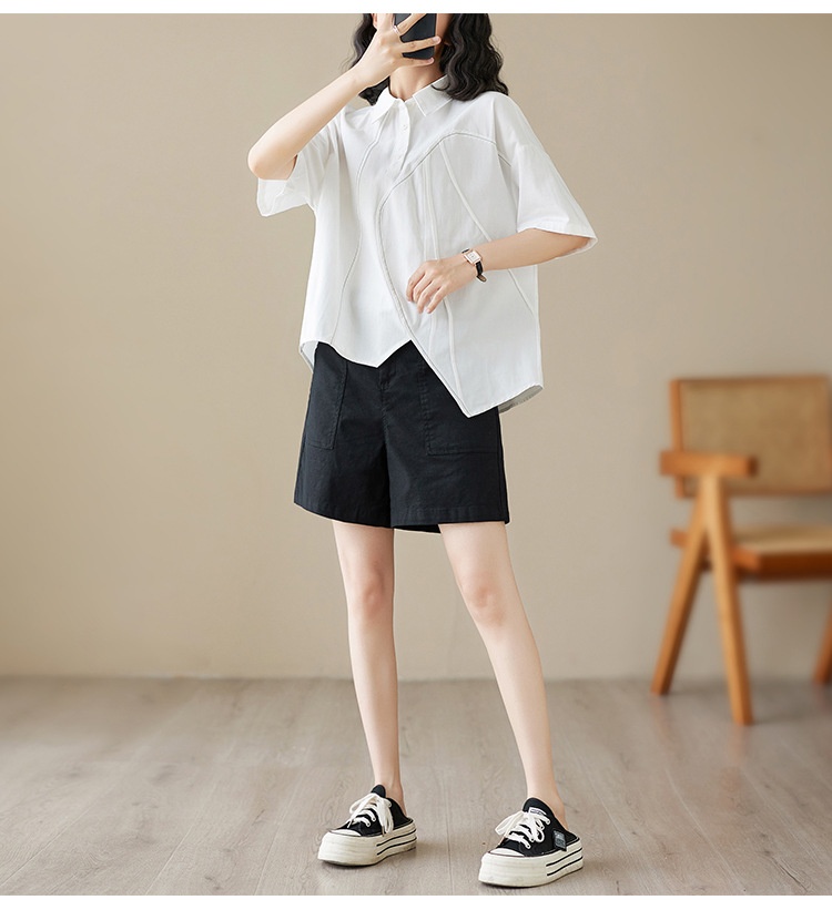 Loose-fitting Irregular Niche Blouse For Women Solid Colour Shirt_voghion.com