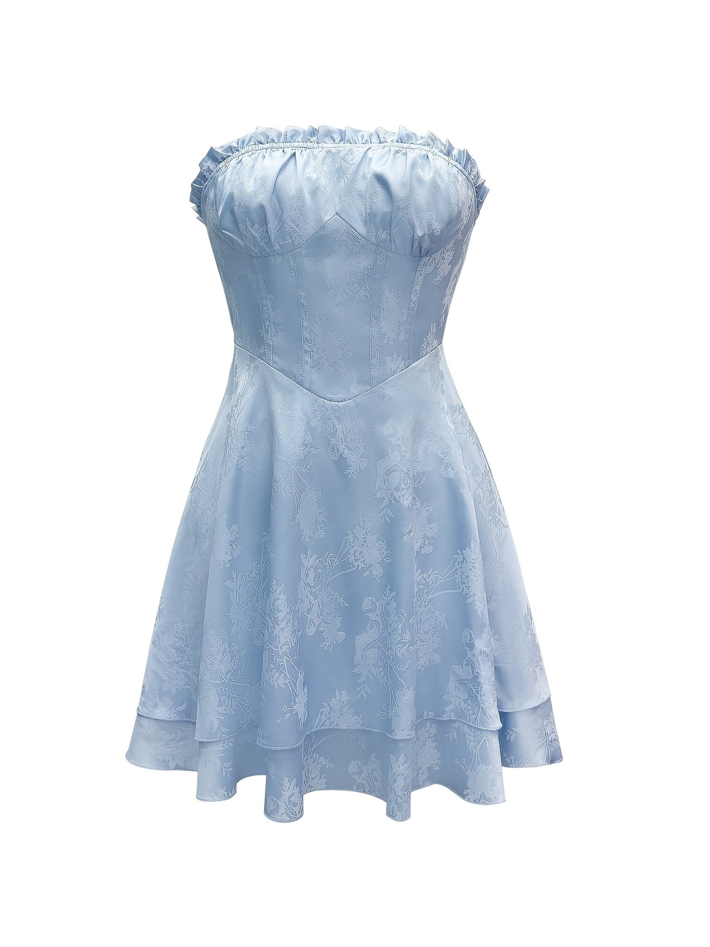 Robe princesse bustier froncée de style européen et américain, élégante et tendance en satin pour l'été._voghion.com