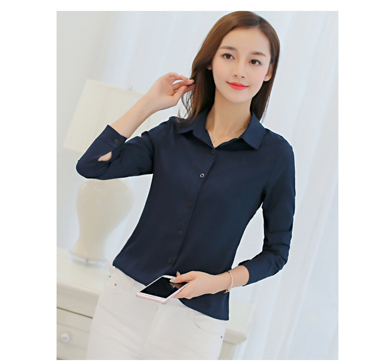 Damen Bluse Langarm Slim Fit Modisch Versatil Casual Hemd Damen_voghion.com