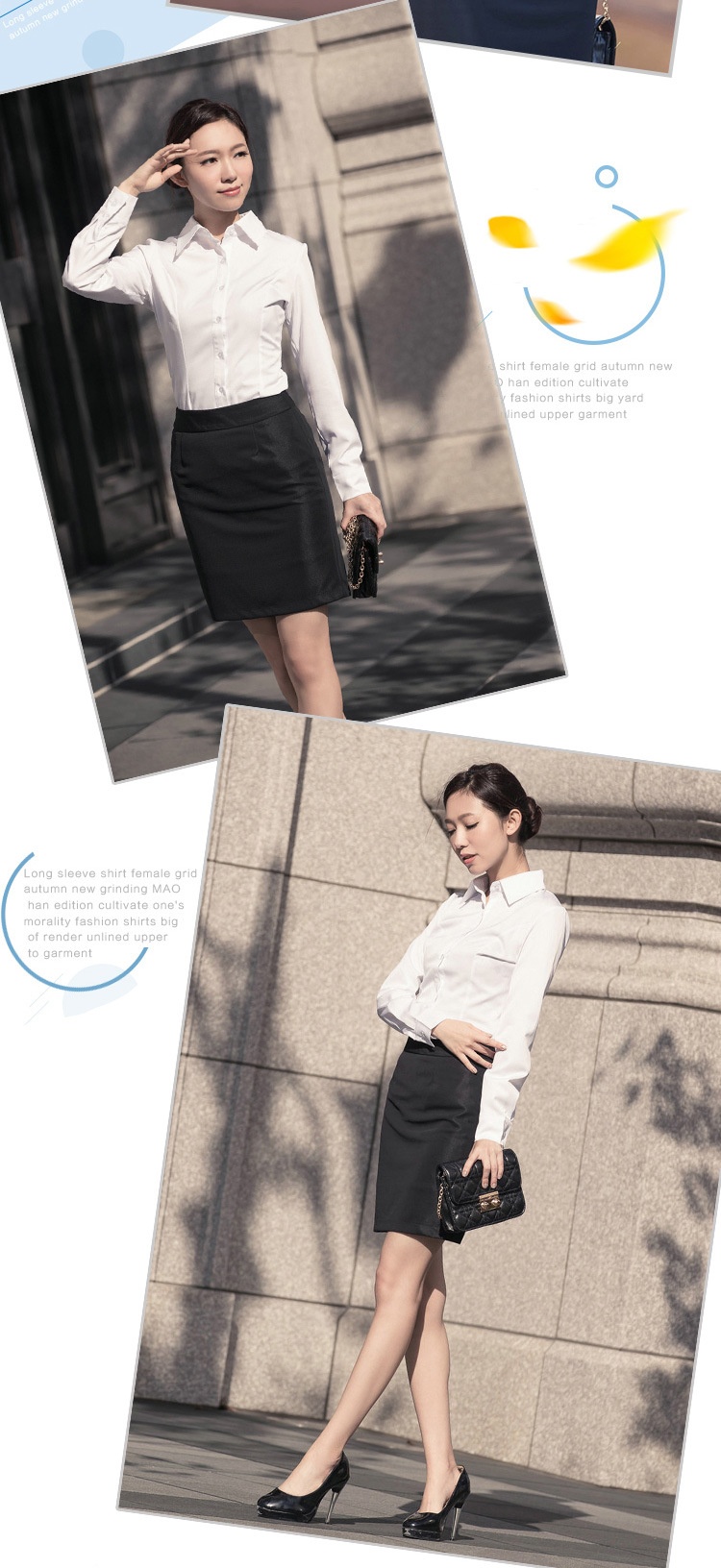 Camicia bianca donna slim fit maniche lunghe stile coreano_voghion.com