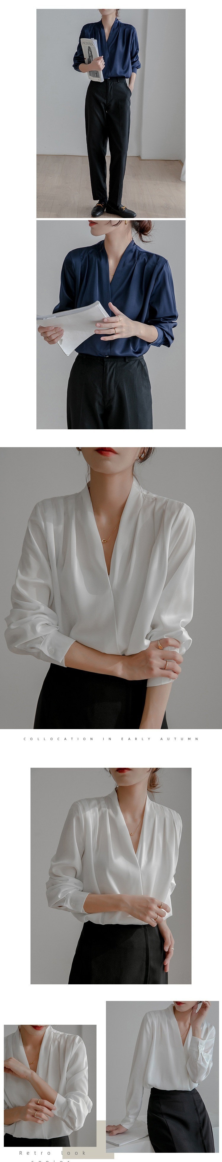 Camicia bianca in seta da donna stile vintage francese chic_voghion.com