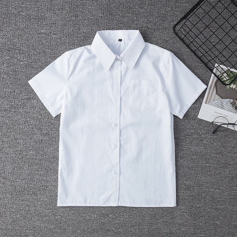 Zhuobei Clothing Manufacturer Offers Wholesale Of JK Uniform Pointed Collar Short-sleeve Basic Casual Women's Shirts,_voghion.com
