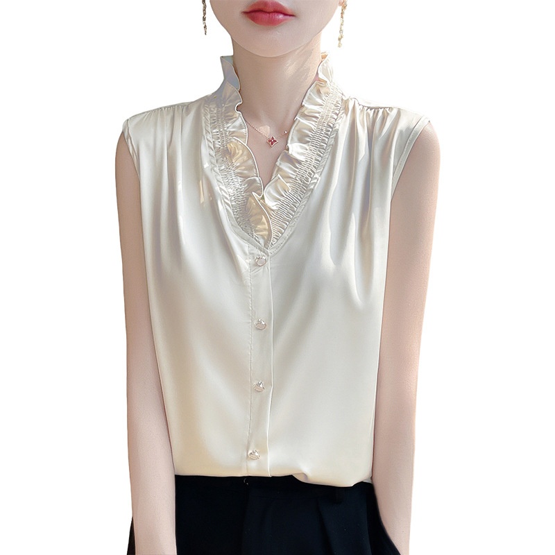High-Quality Versatile Ruffled Edge Vest Shirt Women's Top Summer New Fashion Trend Elegant_voghion.com