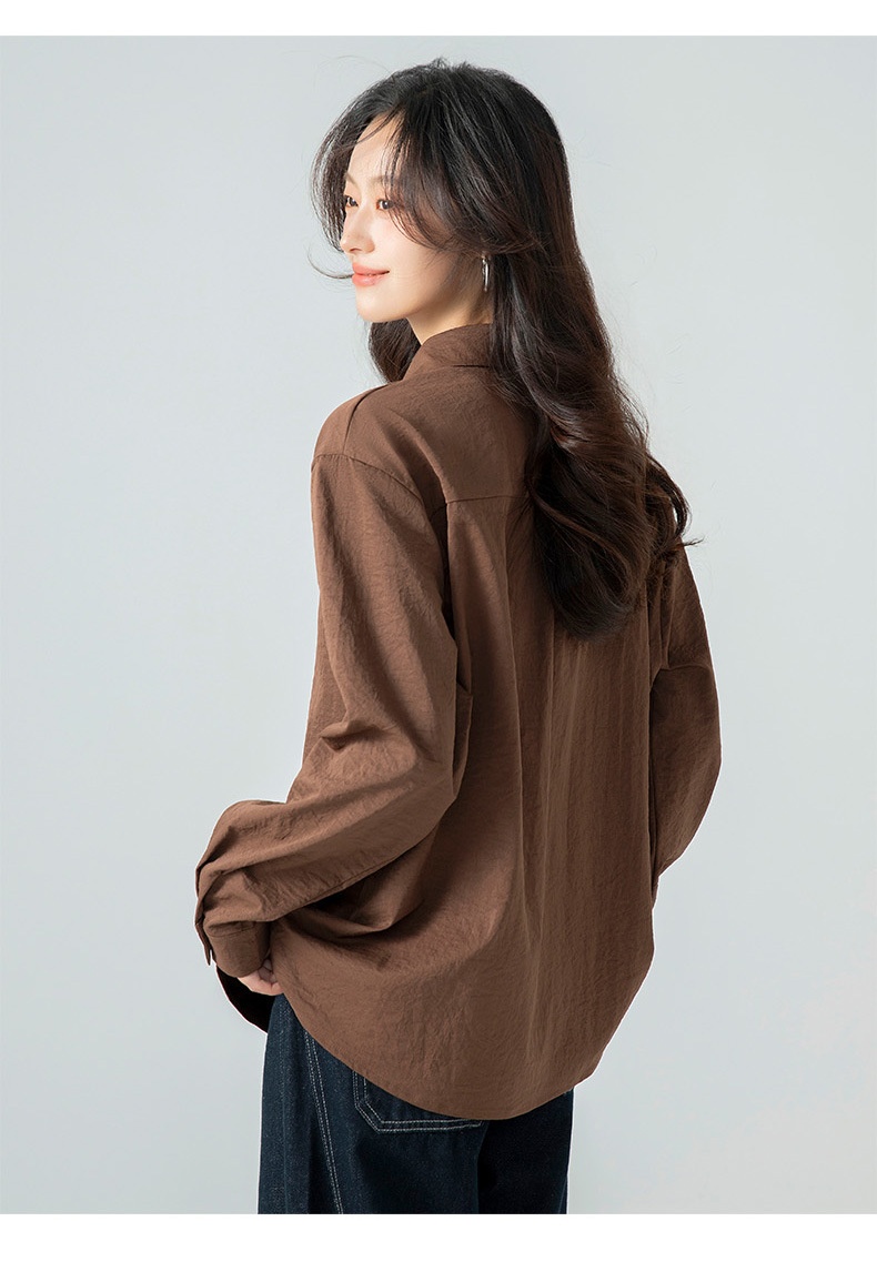 Locker Geschnittenes Damen Langarm Blusen Oberteil Uni_voghion.com