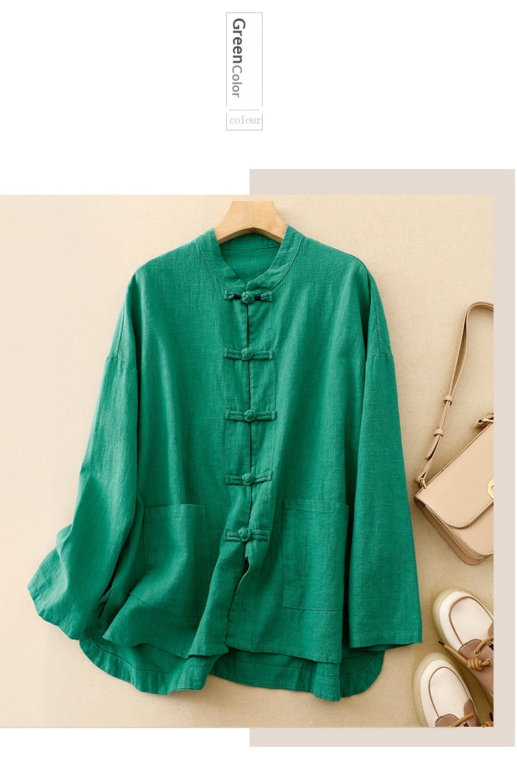 Damen Bluse Aus Baumwoll-leinen Im Chinesischen Stil Locker_voghion.com