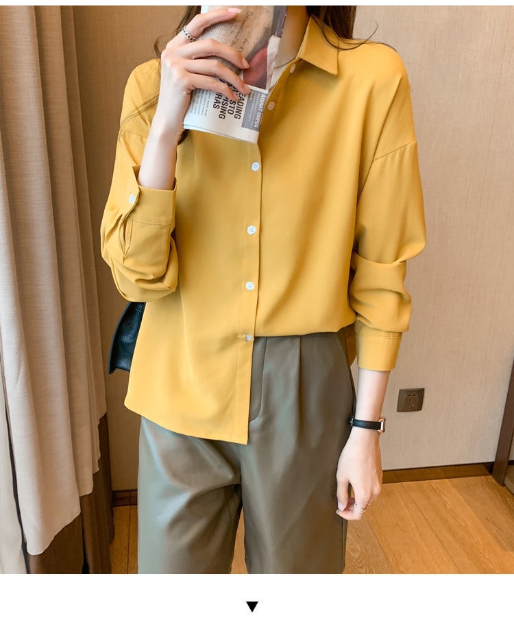 Women's Loose Chiffon Blouse Long Sleeve Casual Elegant Shirt_voghion.com