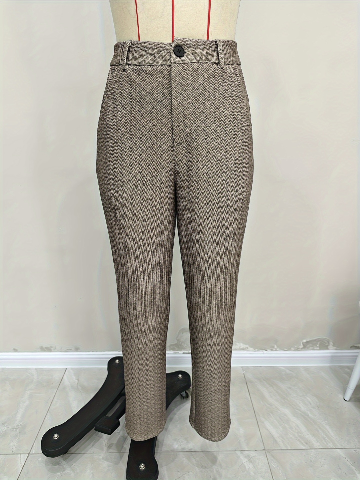Exportation de mode féminine vers l'Europe et l'Amérique : pantalons droits slim stretch en maille, pantalons de ville pour femmes._voghion.com