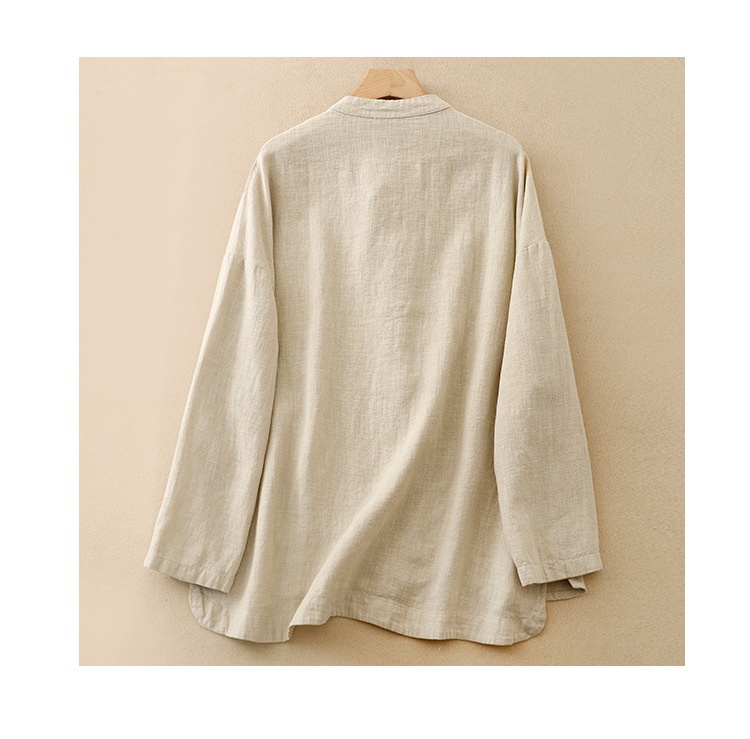 Damen Bluse Aus Baumwoll-leinen Im Chinesischen Stil Locker_voghion.com