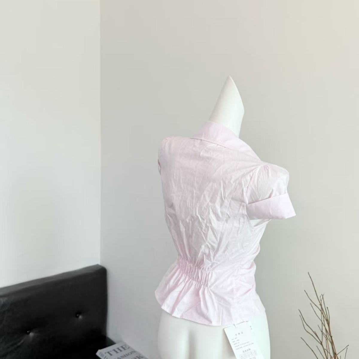 Camicia donna stile coreano con cintura in vita e tasche_voghion.com
