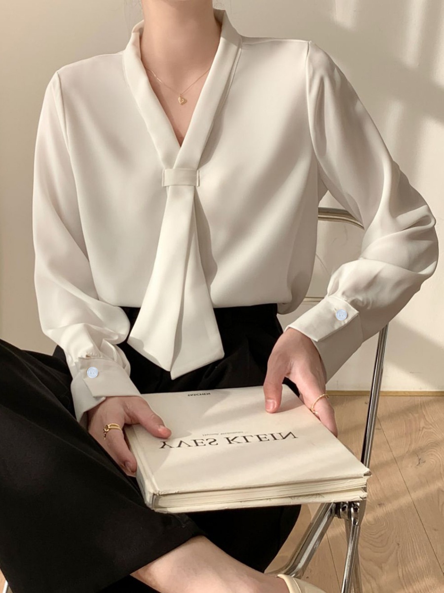 Camicia donna in chiffon stile coreano blusa elegante manica lunga_voghion.com