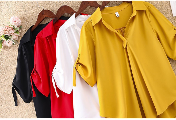 Elegant Women's Chiffon Blouse Mid-length Summer Loose Top_voghion.com