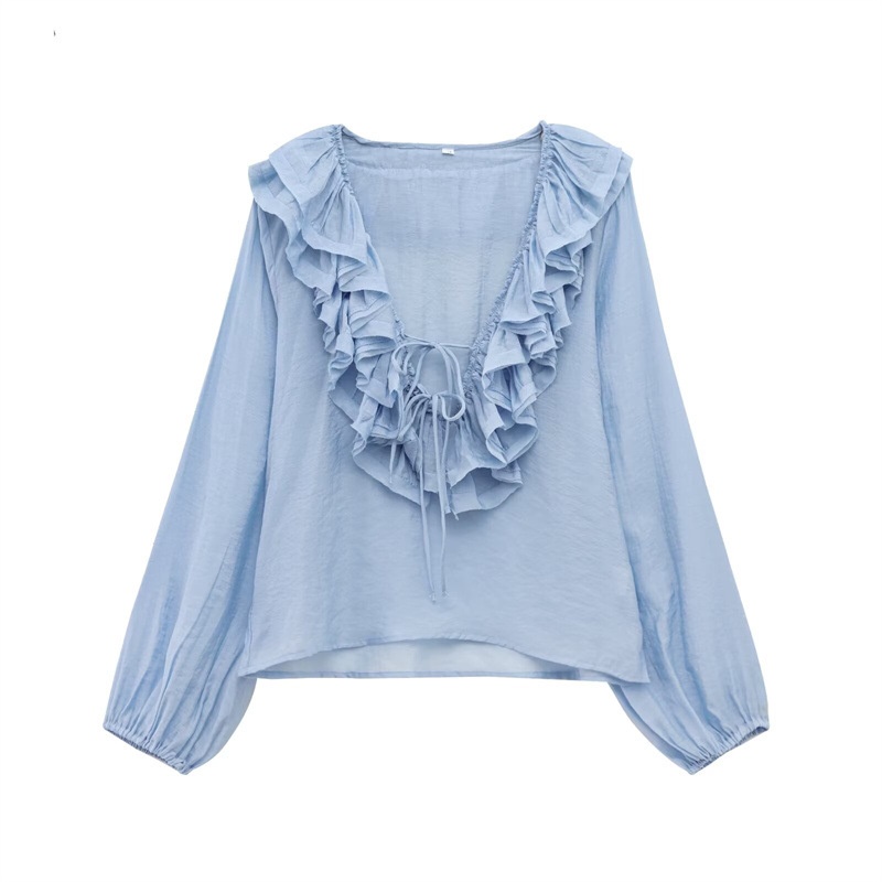 Camicetta donna a maniche lunghe con strati stile europeo_voghion.com