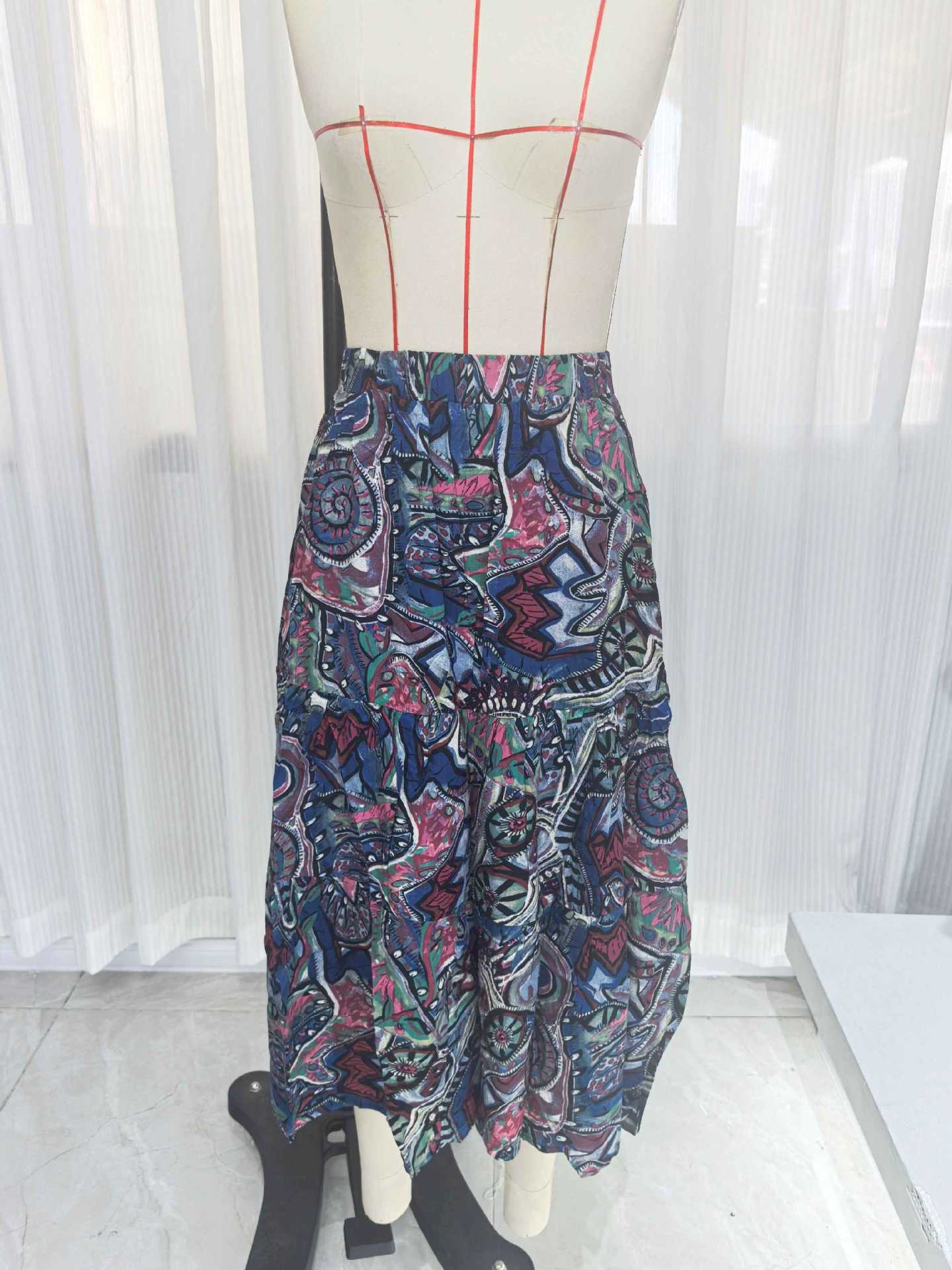 European And American Fashion Foreign Trade, Casual Spring-summer Stylish Women's Blue Floral Print Ruffled A-line_voghion.com