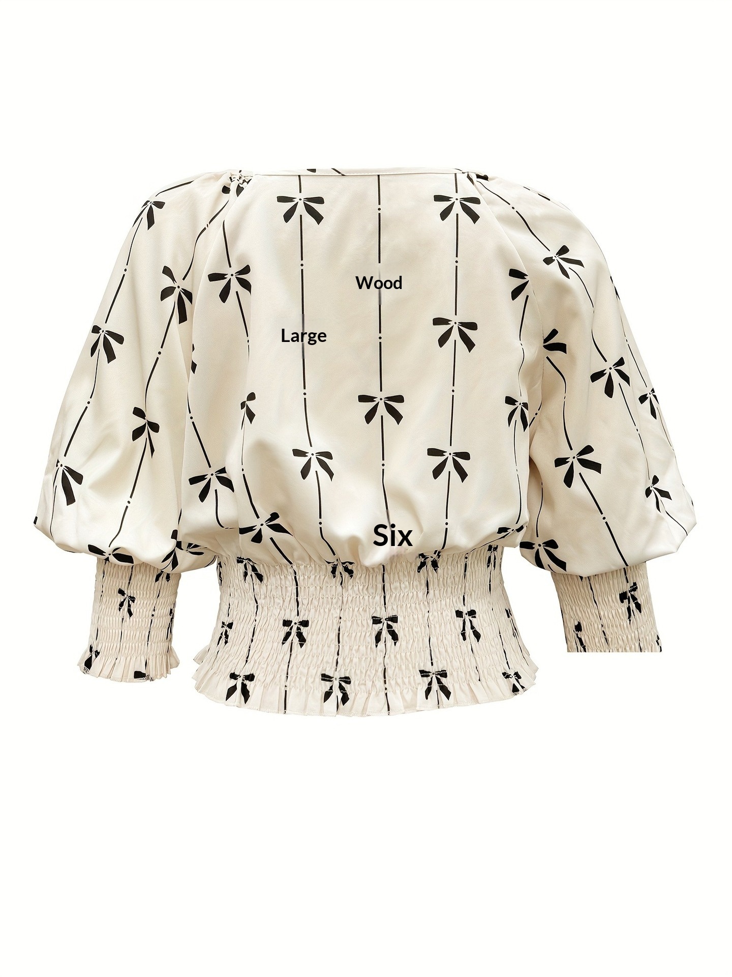 Damen Bluse Mit Print Geraffter Taille Und Laternenärmeln_voghion.com
